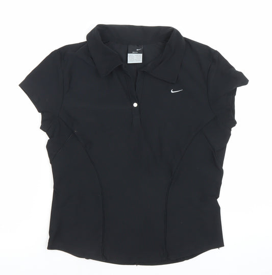 Nike Womens Black Dri-Fit Polo Activewear Top Size S 8/10
