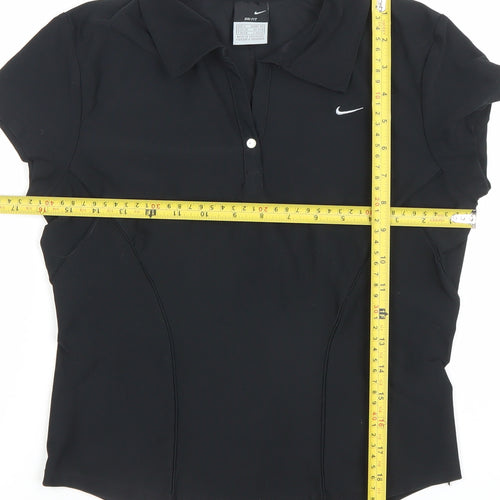Nike Womens Black Dri-Fit Polo Activewear Top Size S 8/10