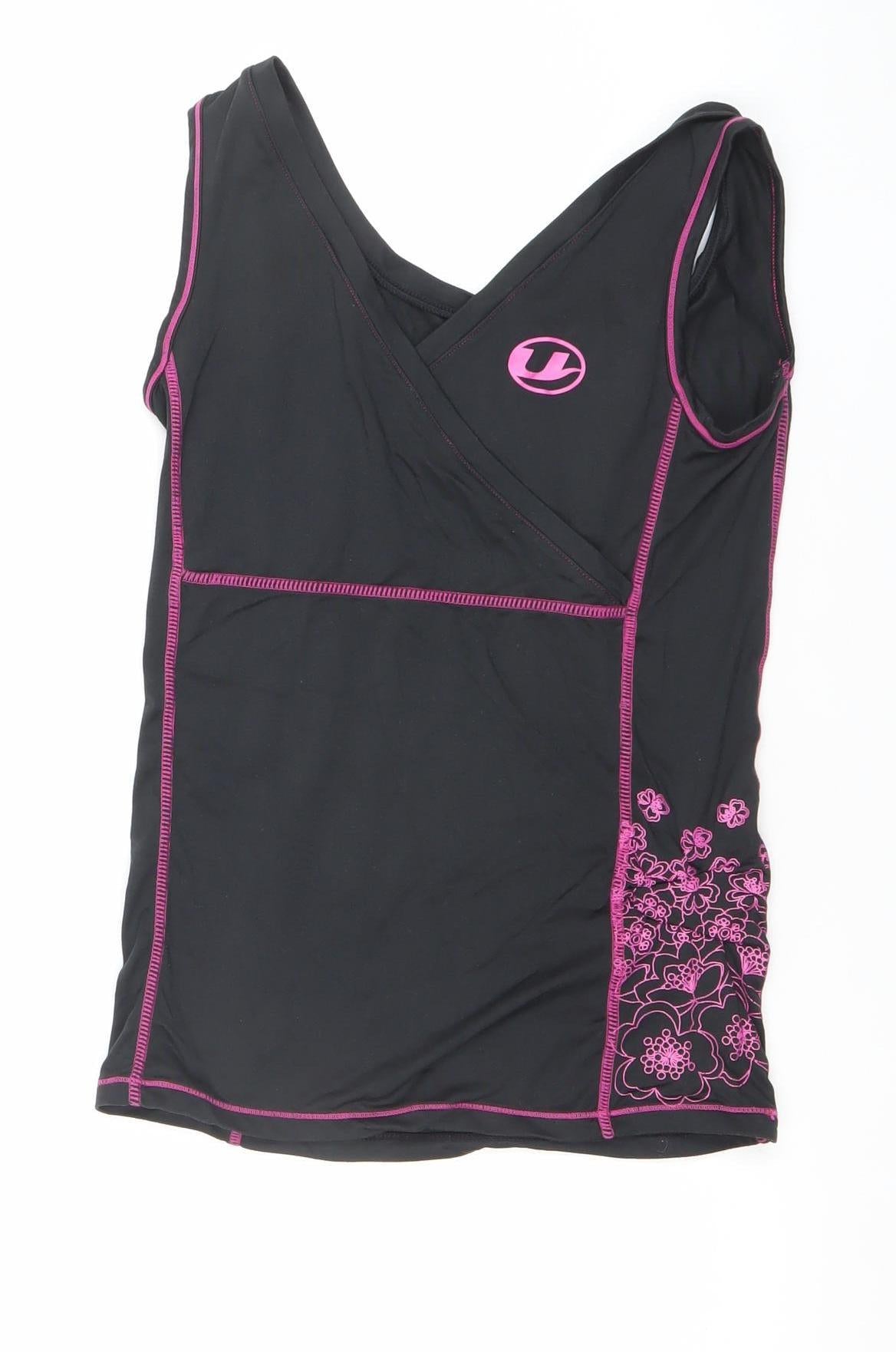 Ultrasport Women's Black Floral Quick Dry Tank Top Size S