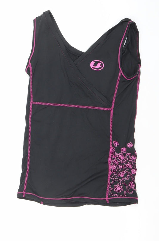Ultrasport Women's Black Floral Quick Dry Tank Top Size S