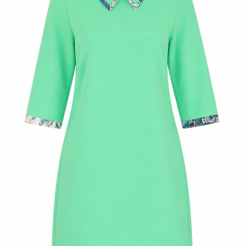 Fee G Women’s Green Collared Shift Dress Size 8 with 3/4 Sleeves