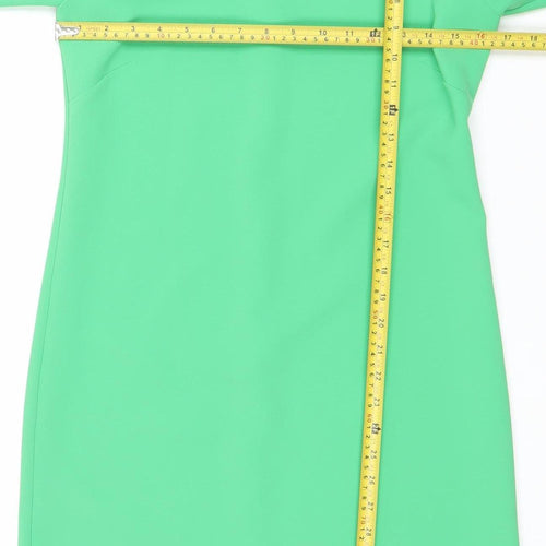 Fee G Women’s Green Collared Shift Dress Size 8 with 3/4 Sleeves