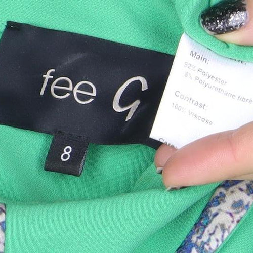Fee G Women’s Green Collared Shift Dress Size 8 with 3/4 Sleeves