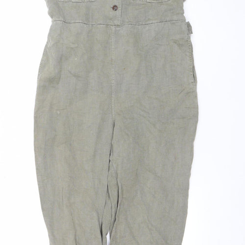 C&C California Women's Beige Linen Lyocell Jumpsuit Size M Casual Utility Style