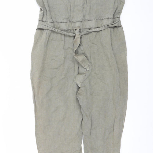 C&C California Women's Beige Linen Lyocell Jumpsuit Size M Casual Utility Style