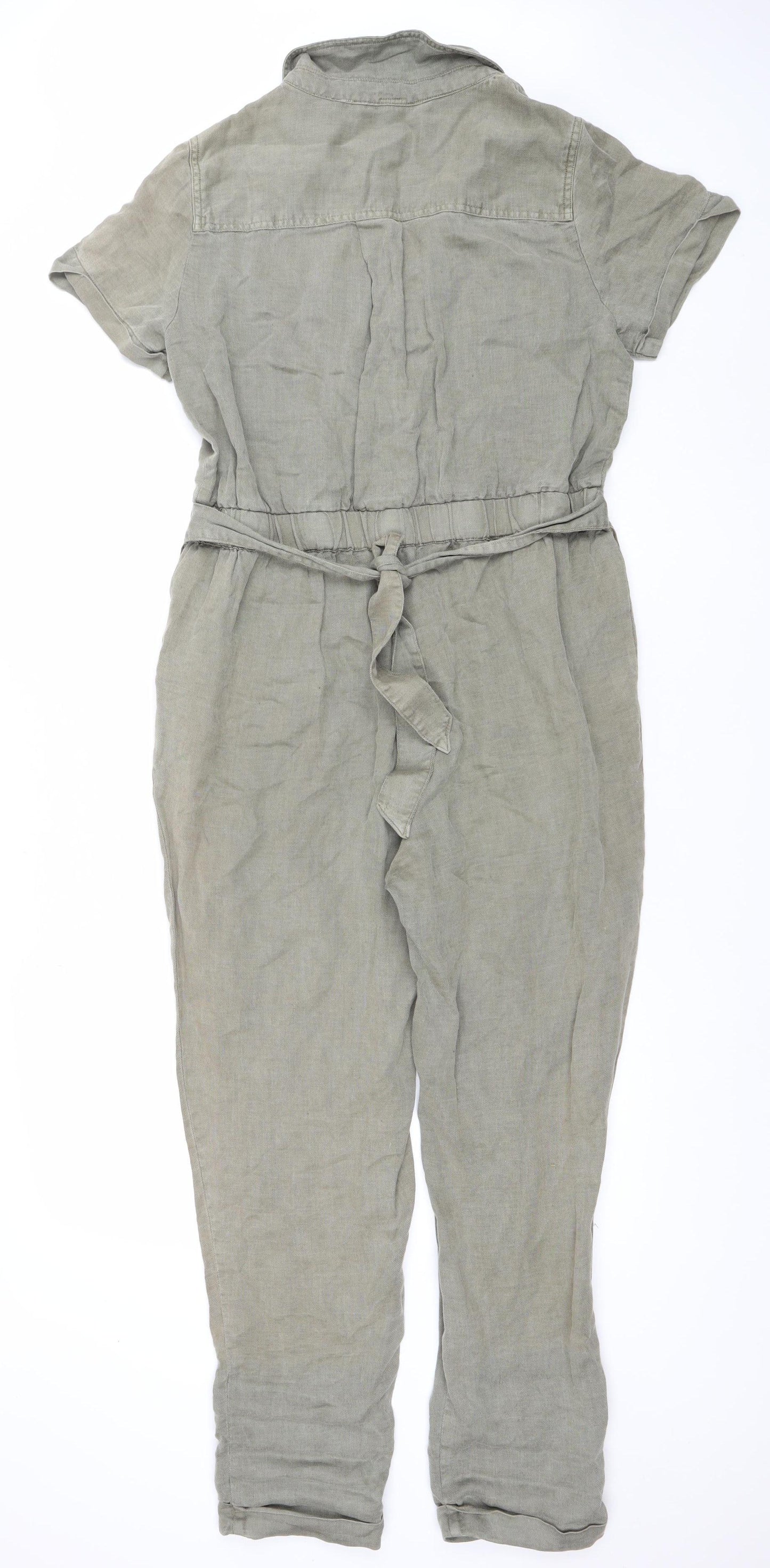 C&C California Women's Beige Linen Lyocell Jumpsuit Size M Casual Utility Style