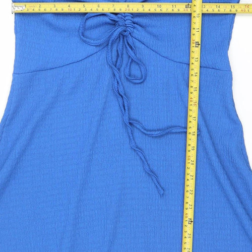 Luna Women's Blue A-Line Knit Long Sleeve Short Dress S