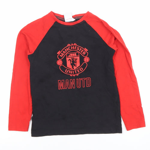 Manchester United Boys Black Red Long Sleeve T-Shirt Size 7-8 Years