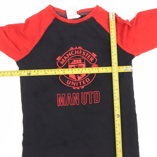 Manchester United Boys Black Red Long Sleeve T-Shirt Size 7-8 Years