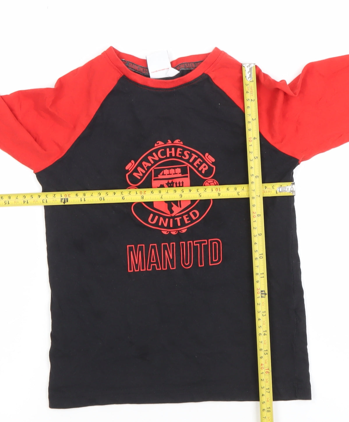 Manchester United Boys Black Red Long Sleeve T-Shirt Size 7-8 Years