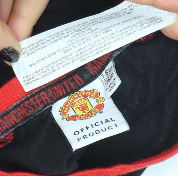 Manchester United Boys Black Red Long Sleeve T-Shirt Size 7-8 Years