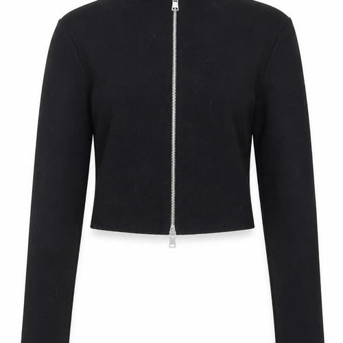 ZARA Womens Black Slim Fit Full Zip Mock Neck Jumper Size 10