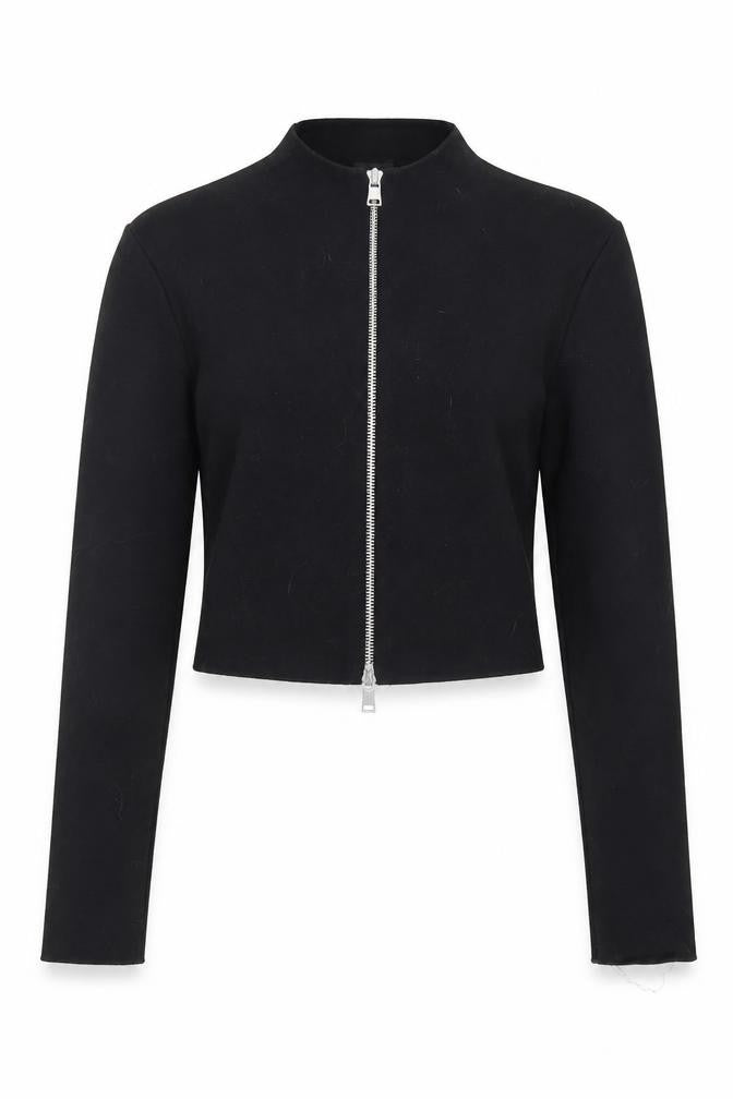 ZARA Womens Black Slim Fit Full Zip Mock Neck Jumper Size 10