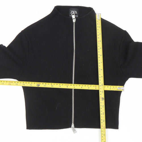 ZARA Womens Black Slim Fit Full Zip Mock Neck Jumper Size 10