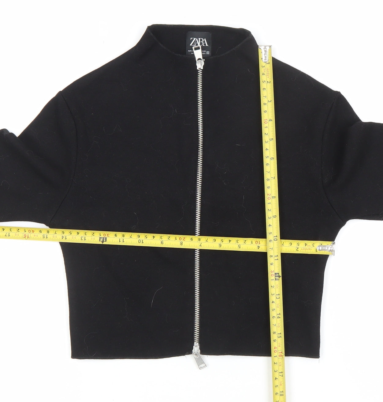 ZARA Womens Black Slim Fit Full Zip Mock Neck Jumper Size 10