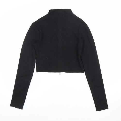 ZARA Womens Black Slim Fit Full Zip Mock Neck Jumper Size 10