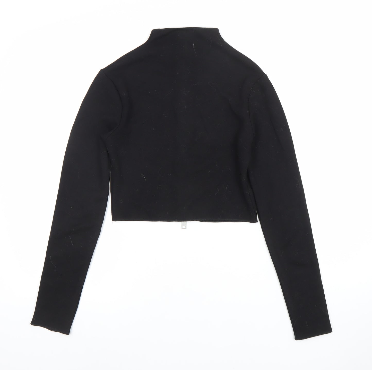 ZARA Womens Black Slim Fit Full Zip Mock Neck Jumper Size 10