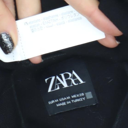 ZARA Womens Black Slim Fit Full Zip Mock Neck Jumper Size 10
