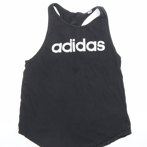adidas Womens Black Cotton Racerback Tank Top Size S
