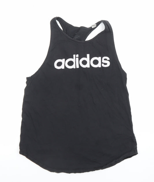 adidas Womens Black Cotton Racerback Tank Top Size S