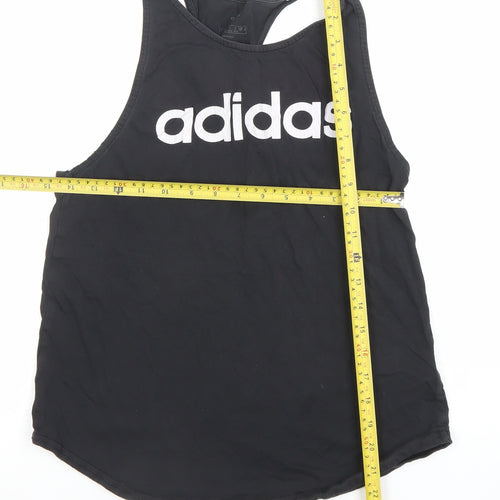 adidas Womens Black Cotton Racerback Tank Top Size S