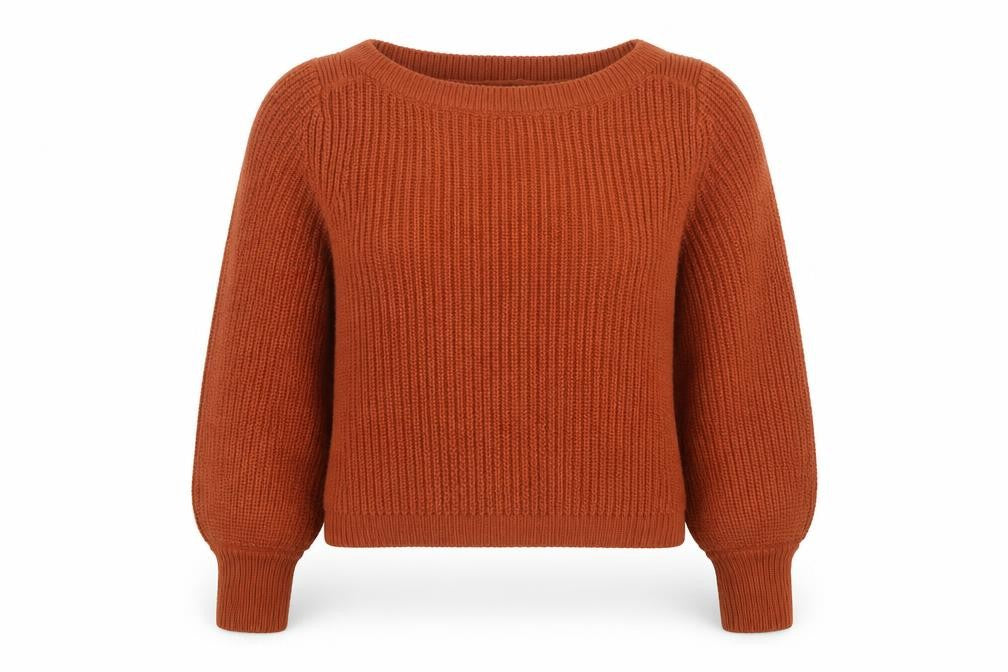 ONLY Women’s Brown Chunky-Knit Boat Neck Jumper Size S