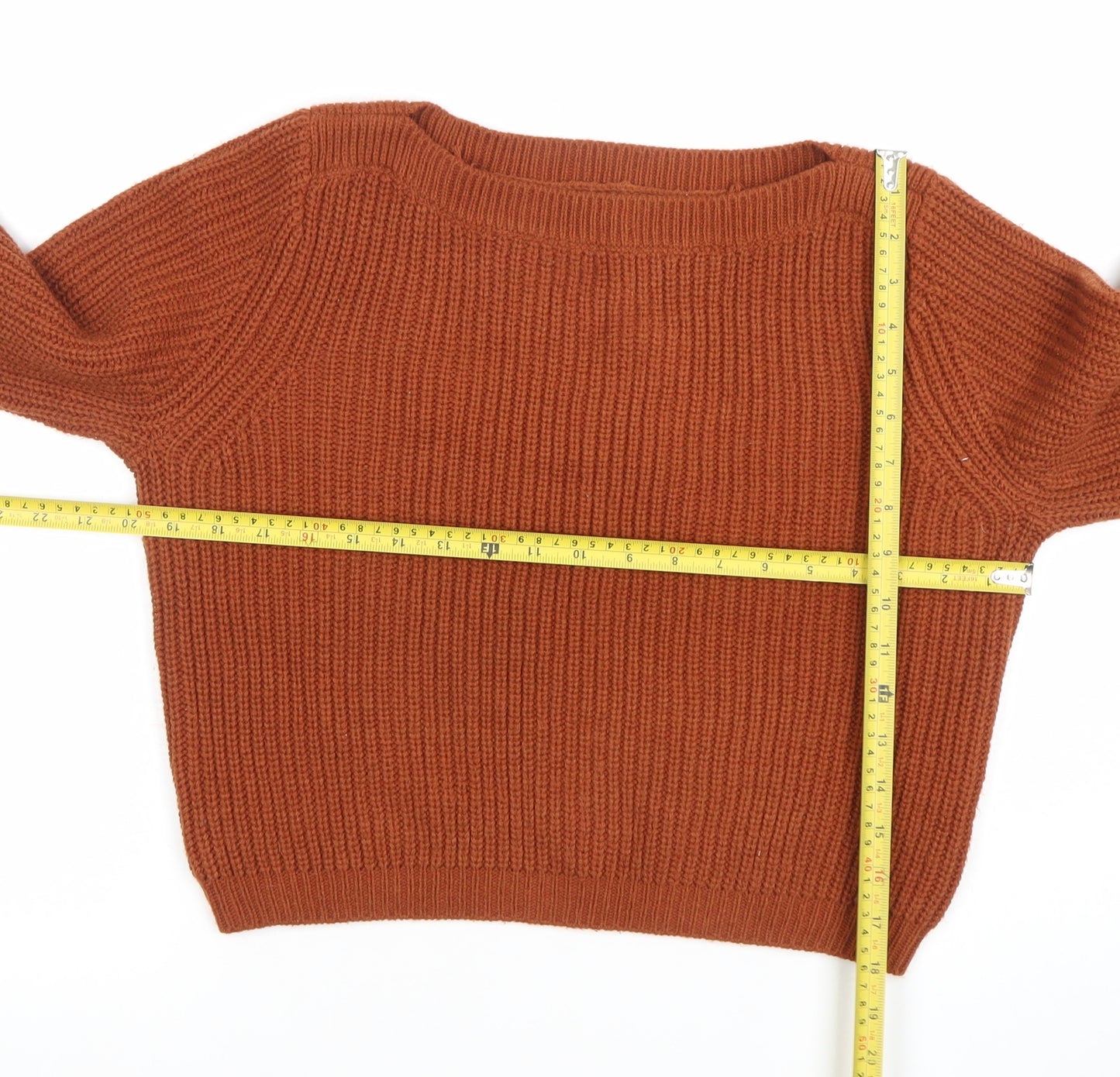 ONLY Women’s Brown Chunky-Knit Boat Neck Jumper Size S