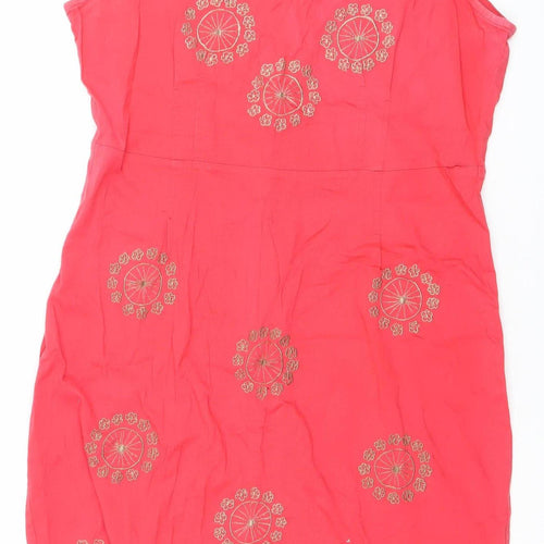 Almatrichi Women Red Embroidered Shift Dress Size 12