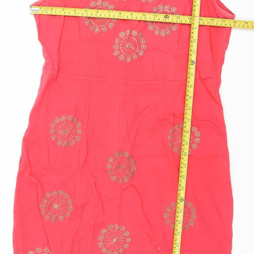 Almatrichi Women Red Embroidered Shift Dress Size 12