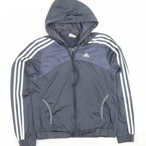 Adidas Women’s Grey Full Zip Hoodie L Hooded Sportswear
