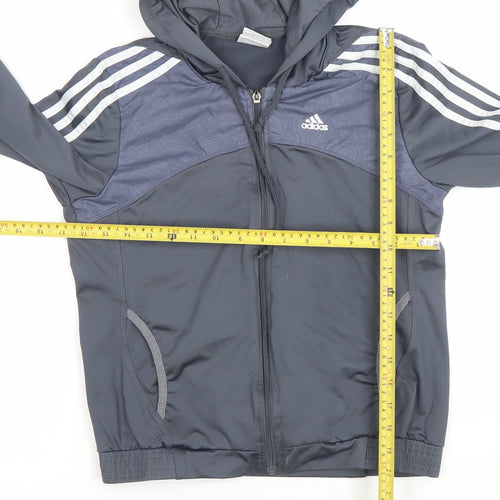 Adidas Women’s Grey Full Zip Hoodie L Hooded Sportswear