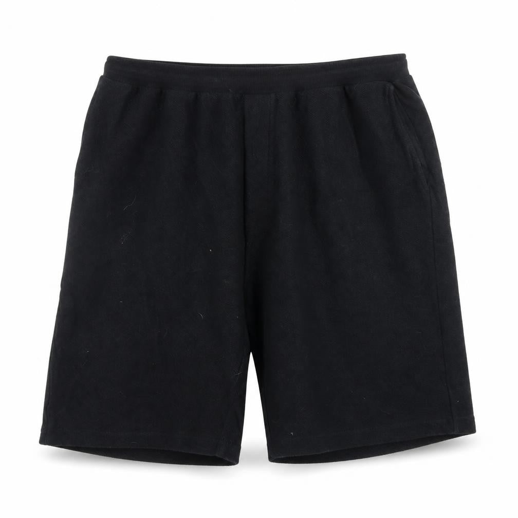 Front view of Les Basics Men’s Black Cotton Sweat Shorts Size Large Casual Jersey