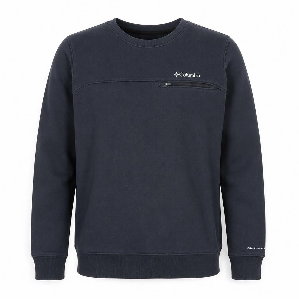 Front view of Columbia Men's Black Small Pullover Sweatshirt with Zip Pocket