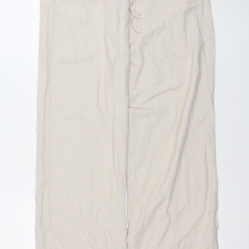 Pacific Republic Women’s Beige Linen Blend Wide-Leg Trousers XS