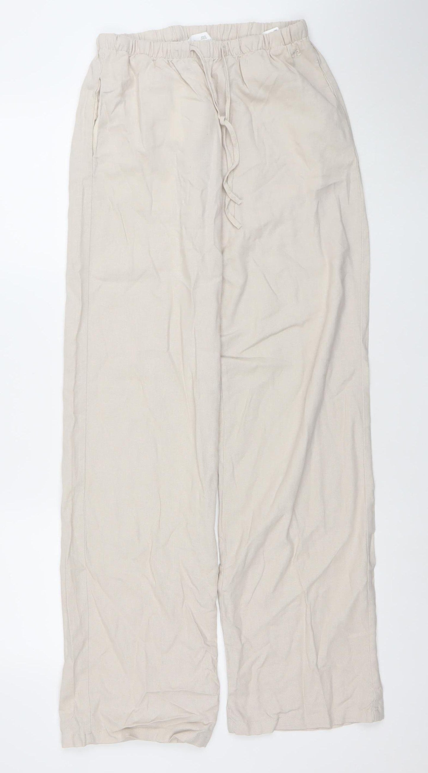 Pacific Republic Women’s Beige Linen Blend Wide-Leg Trousers XS