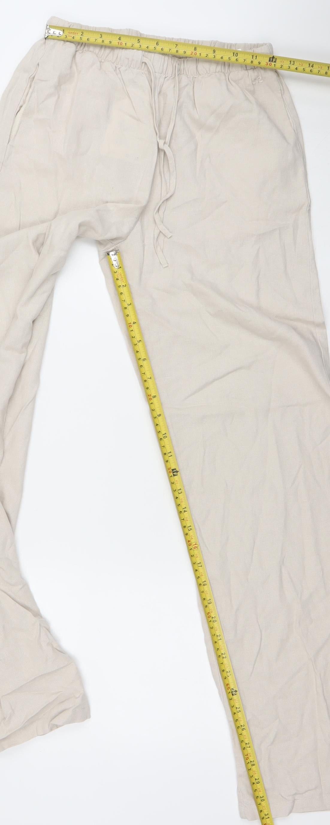 Pacific Republic Women’s Beige Linen Blend Wide-Leg Trousers XS