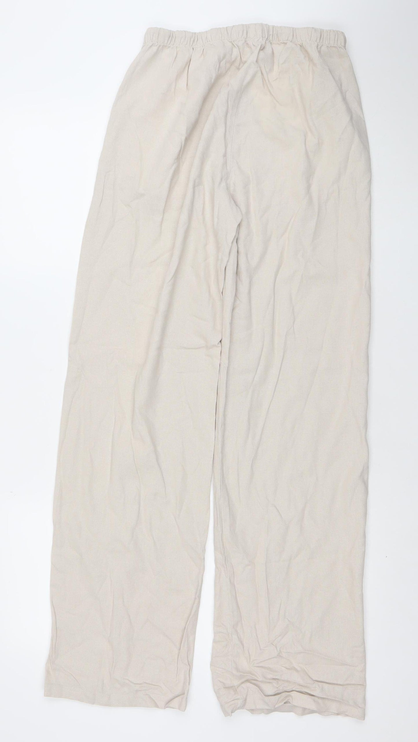 Pacific Republic Women’s Beige Linen Blend Wide-Leg Trousers XS