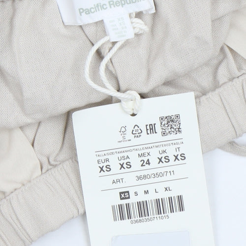 Pacific Republic Women’s Beige Linen Blend Wide-Leg Trousers XS