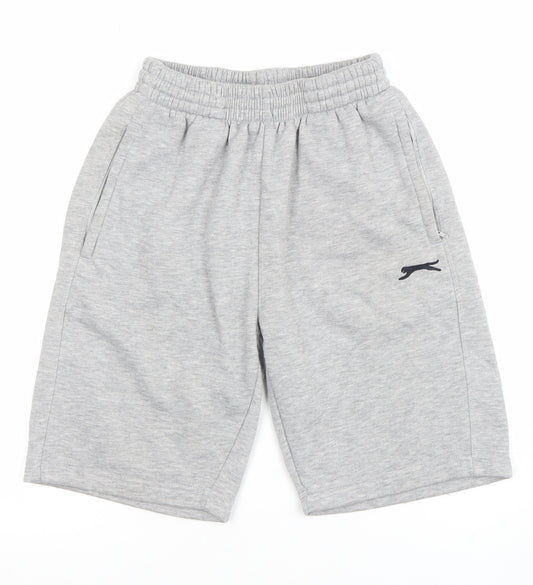 Slazenger Men's Grey Sweat Shorts M Elastic Waist Casual Sportswear