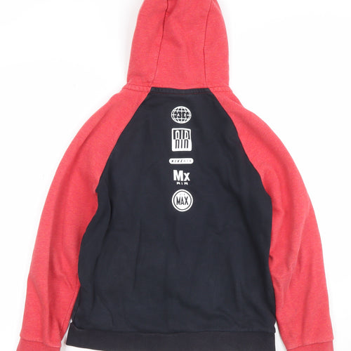 Nike Boys Red Black Full Zip Hoodie 10-12 Years Cotton Blend Air Logo