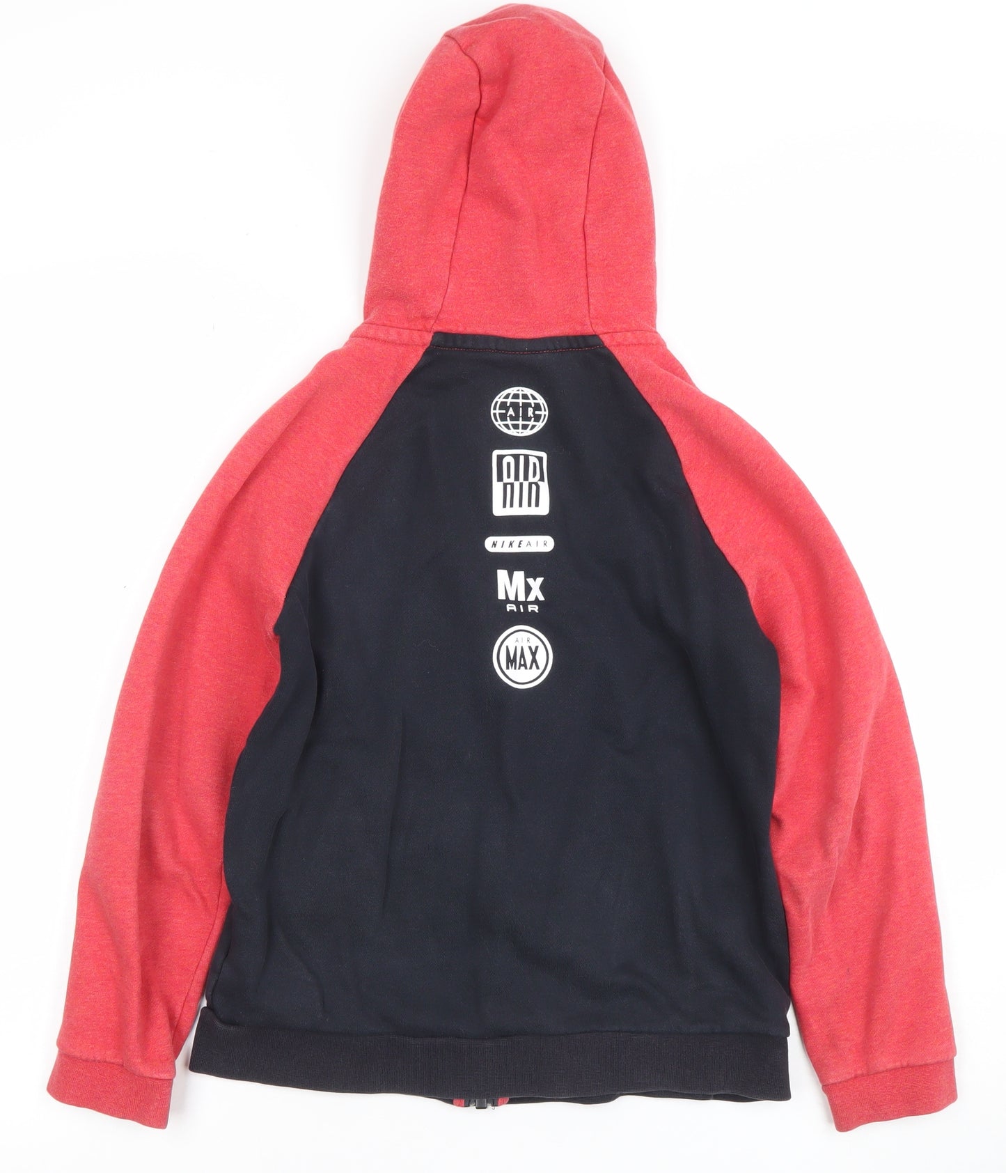 Nike Boys Red Black Full Zip Hoodie 10-12 Years Cotton Blend Air Logo