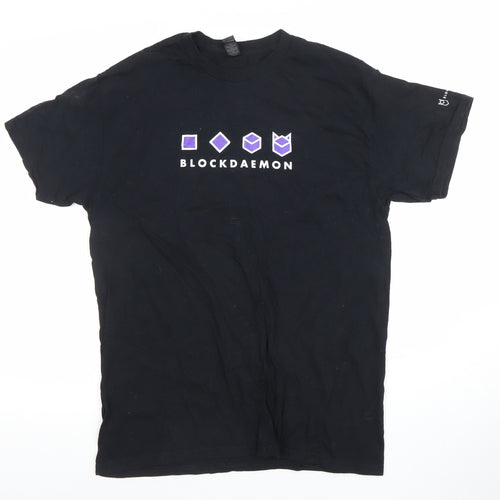 Gildan Men’s Black Blockdaemon Graphic Cotton T-Shirt M Regular Fit