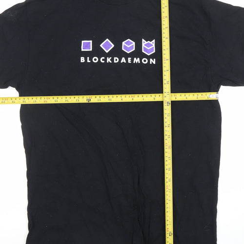 Gildan Men’s Black Blockdaemon Graphic Cotton T-Shirt M Regular Fit