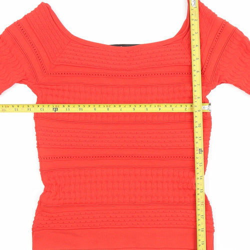 Karen Millen Women's Red Slim Fit Boat Neck Long Sleeve Jumper Size S