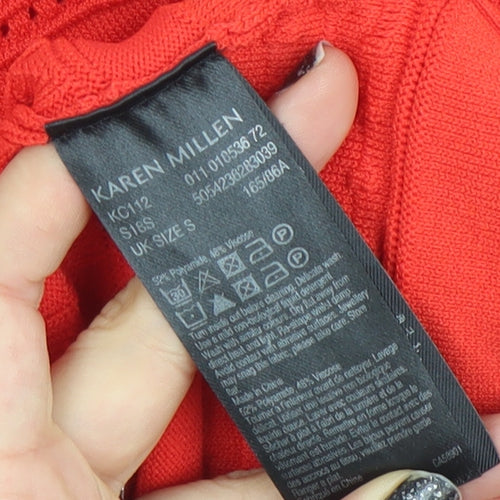 Karen Millen Women's Red Slim Fit Boat Neck Long Sleeve Jumper Size S
