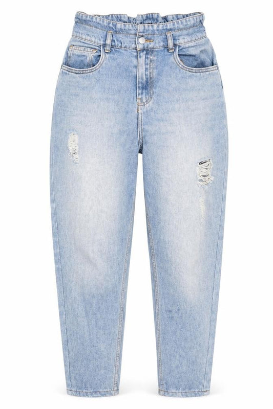 Front view of Zudio Women’s Blue High Rise Mom Jeans, size UK 28, Cotton Denim