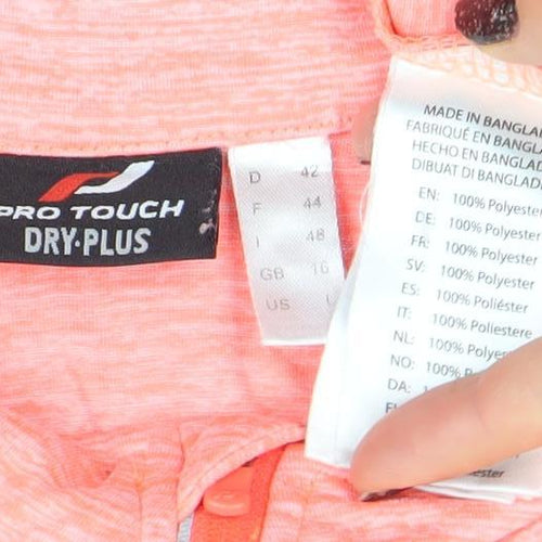 Pro Touch Women's Pink Long Sleeve 1/4 Zip Running Top Size 16