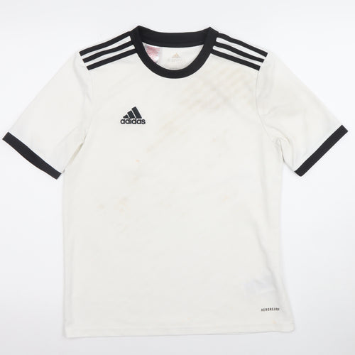 Adidas Boys White Short Sleeve AEROREADY Football Training T-Shirt 13-14 Years
