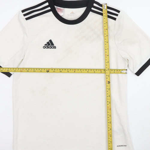 Adidas Boys White Short Sleeve AEROREADY Football Training T-Shirt 13-14 Years
