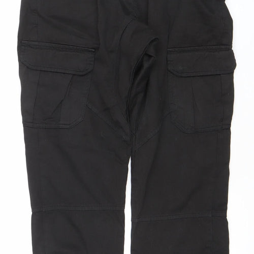 Another Influence Womens Black Cargo Trousers XL Cotton Elastic Waist